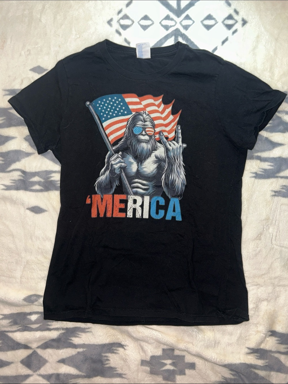 Port and Company Black 'Merica Bigfoot Graphic Tee